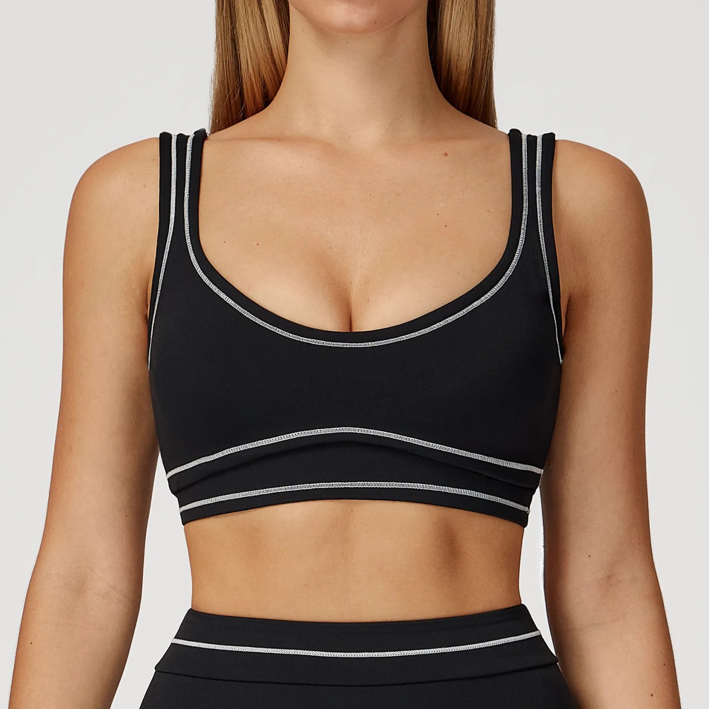 Ningyu Color Contrast Yoga Bra Women's Breathable Gym Fitness Bra Shockproof Sport Underwear Female Workout Bra Push Up Crop Top