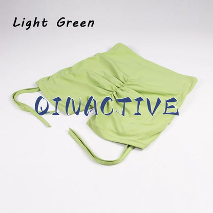 QINACTIVE Shorts Women High V Waist Drawstring Sports Shorts Cycling Biker Breathable Butt Crack Push Up Short Leggging Tights