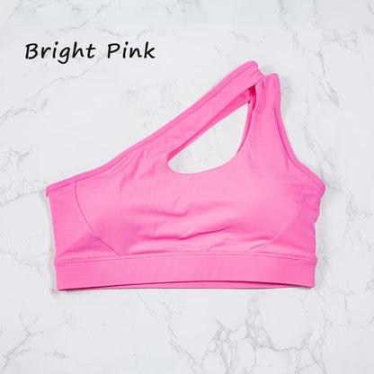 QINACTIVE Women's Sexy One Shoulder Sports Bras Yoga Top Vest Quick-drying Yoga Gym Running Fitness Underwear