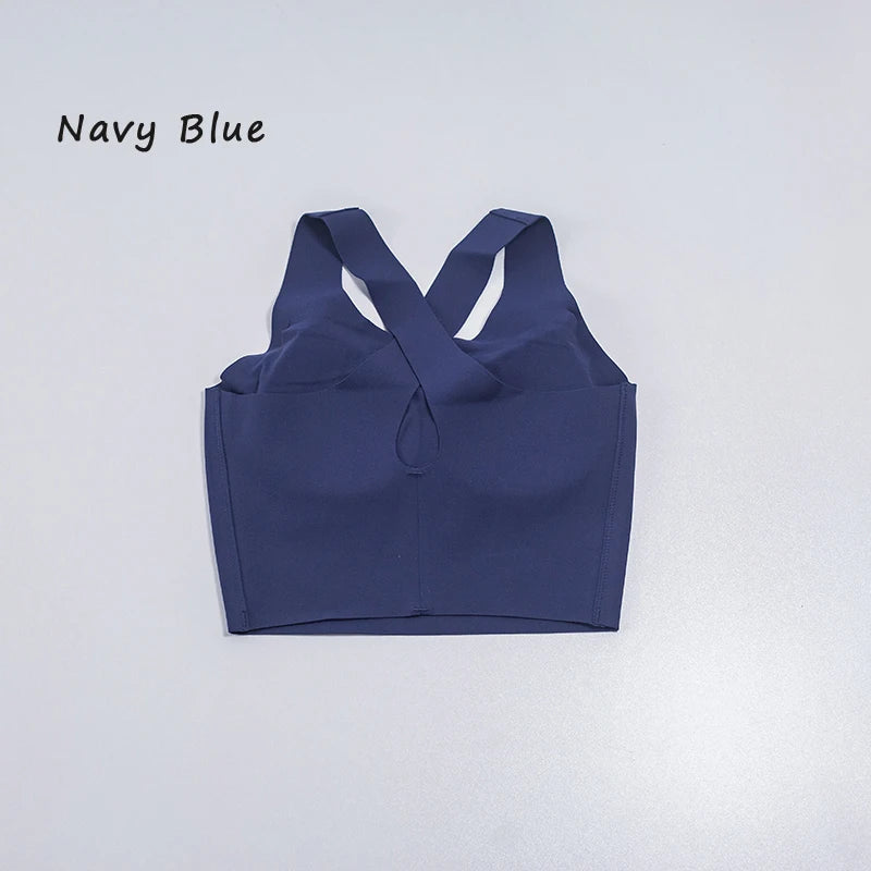 Women's Sports Vest Wide Shoulder Straps Yoga Bra Fixed Chest Cushion Shock-Absorbing Comfort Beautiful Back Fitness
