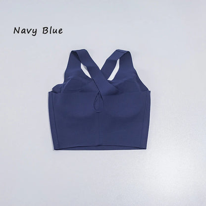 Women's Sports Vest Wide Shoulder Straps Yoga Bra Fixed Chest Cushion Shock-Absorbing Comfort Beautiful Back Fitness
