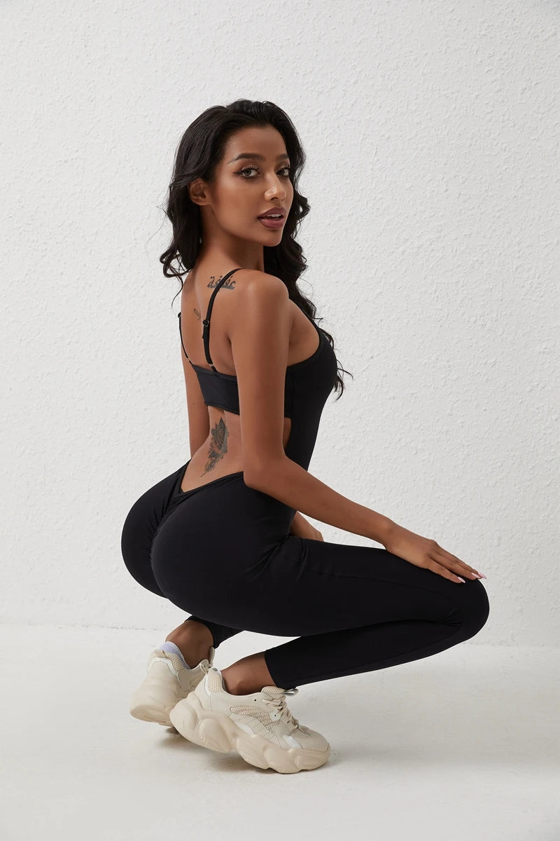 QINACTIVE Gym Jumpsuit Women 2023 Solid Color Sets Gym Clothing Fitness Suit Workout Clothes for Women Playsuit