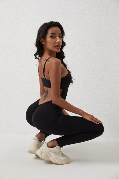 QINACTIVE Gym Jumpsuit Women 2023 Solid Color Sets Gym Clothing Fitness Suit Workout Clothes for Women Playsuit