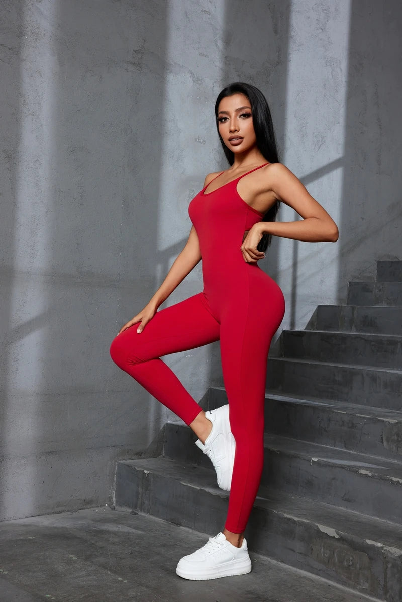 QINACTIVE Gym Jumpsuit Women 2023 Solid Color Sets Gym Clothing Fitness Suit Workout Clothes for Women Playsuit