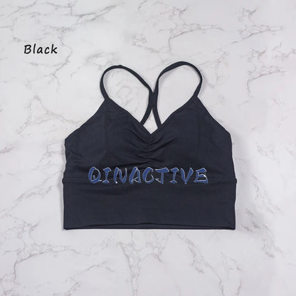 QINACTIVE New Women's pleated sports bra yoga bra shock-absorbing and beautiful back quick drying running fitness top