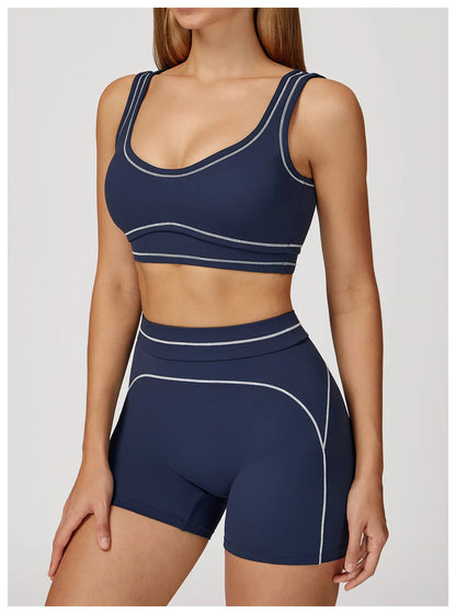 Ningyu Color Contrast Yoga Bra Women's Breathable Gym Fitness Bra Shockproof Sport Underwear Female Workout Bra Push Up Crop Top