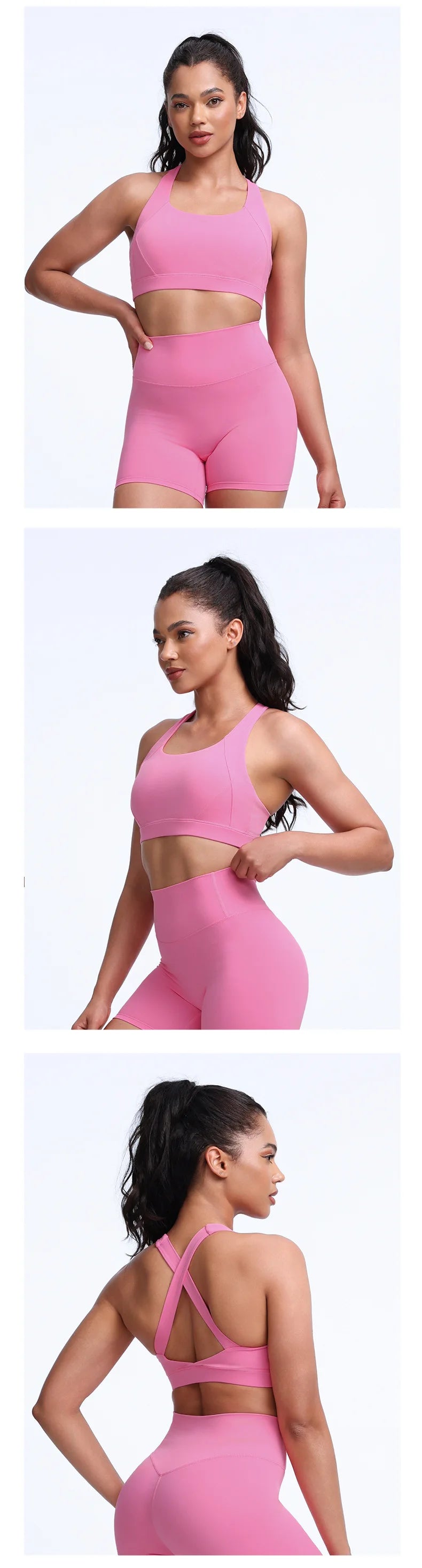 QINACTIVE Wide shoulder strap cross back sports bra, tight yoga vest, shock-absorbing Pilates running outdoor bra