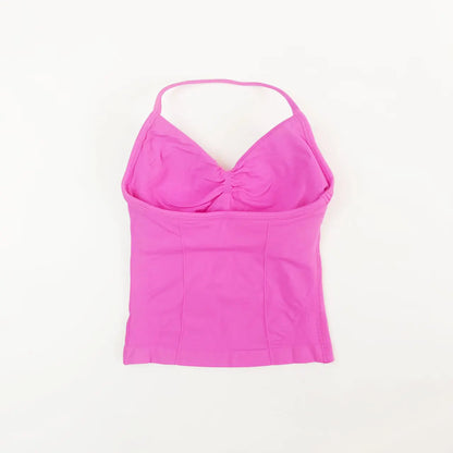 NCLAGEN Impact Longline Strappy Top Sports Yoga Vest Women's Fitness Tank Top Gym Beautiful Open Back Bra Running Workout Halter