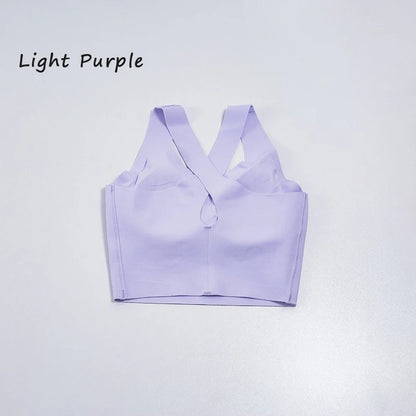 Women's Sports Vest Wide Shoulder Straps Yoga Bra Fixed Chest Cushion Shock-Absorbing Comfort Beautiful Back Fitness