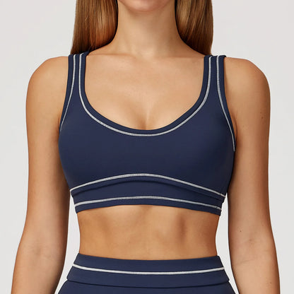 Ningyu Color Contrast Yoga Bra Women's Breathable Gym Fitness Bra Shockproof Sport Underwear Female Workout Bra Push Up Crop Top