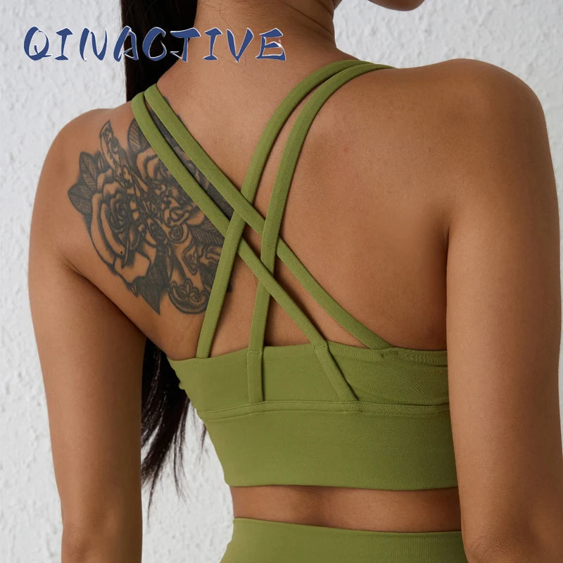 QINACTIVE 17 Colors Sports Bra For Women Gym Top Women's Bras Solid Color Nylon Yoga Bra Sexy Top  Breathable Underwear Fitness