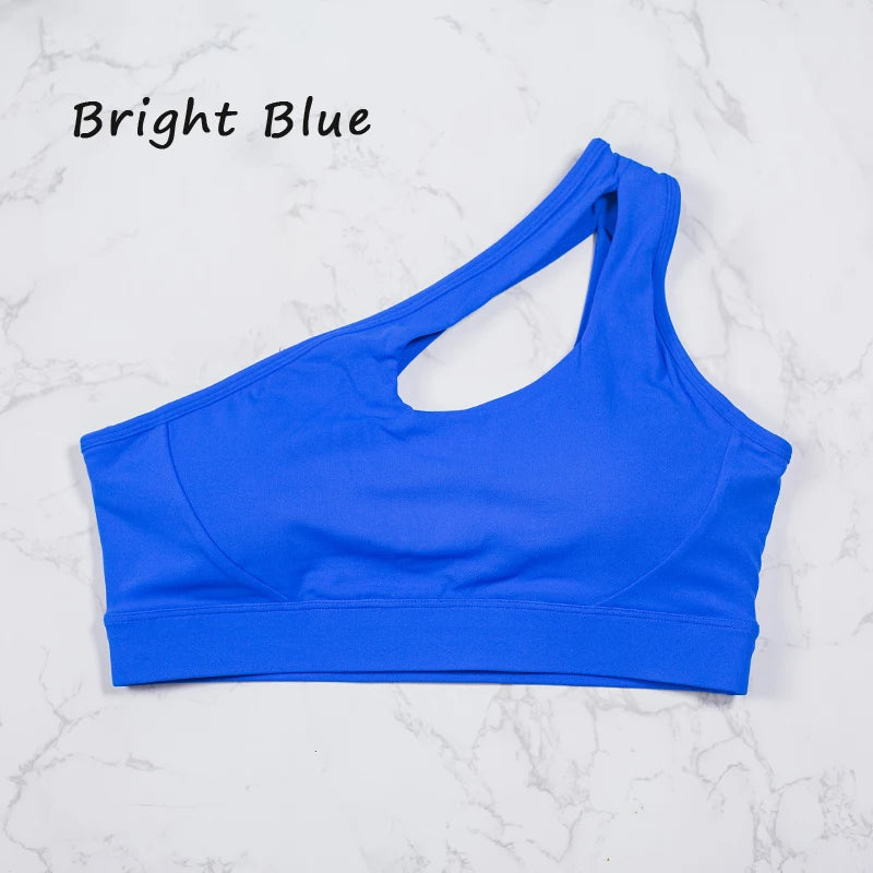 QINACTIVE Women's Sexy One Shoulder Sports Bras Yoga Top Vest Quick-drying Yoga Gym Running Fitness Underwear
