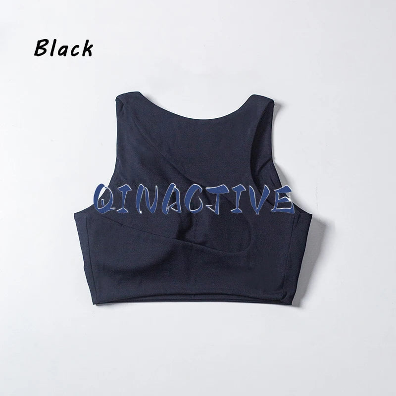 QINACTIVE  Sexy Backless Women Crop Top Fitness Solid Sports Bra Gym Shockproof Workout Yoga Tank Tops