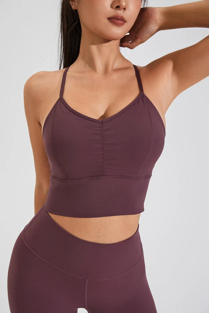 QINACTIVE New Women's pleated sports bra yoga bra shock-absorbing and beautiful back quick drying running fitness top