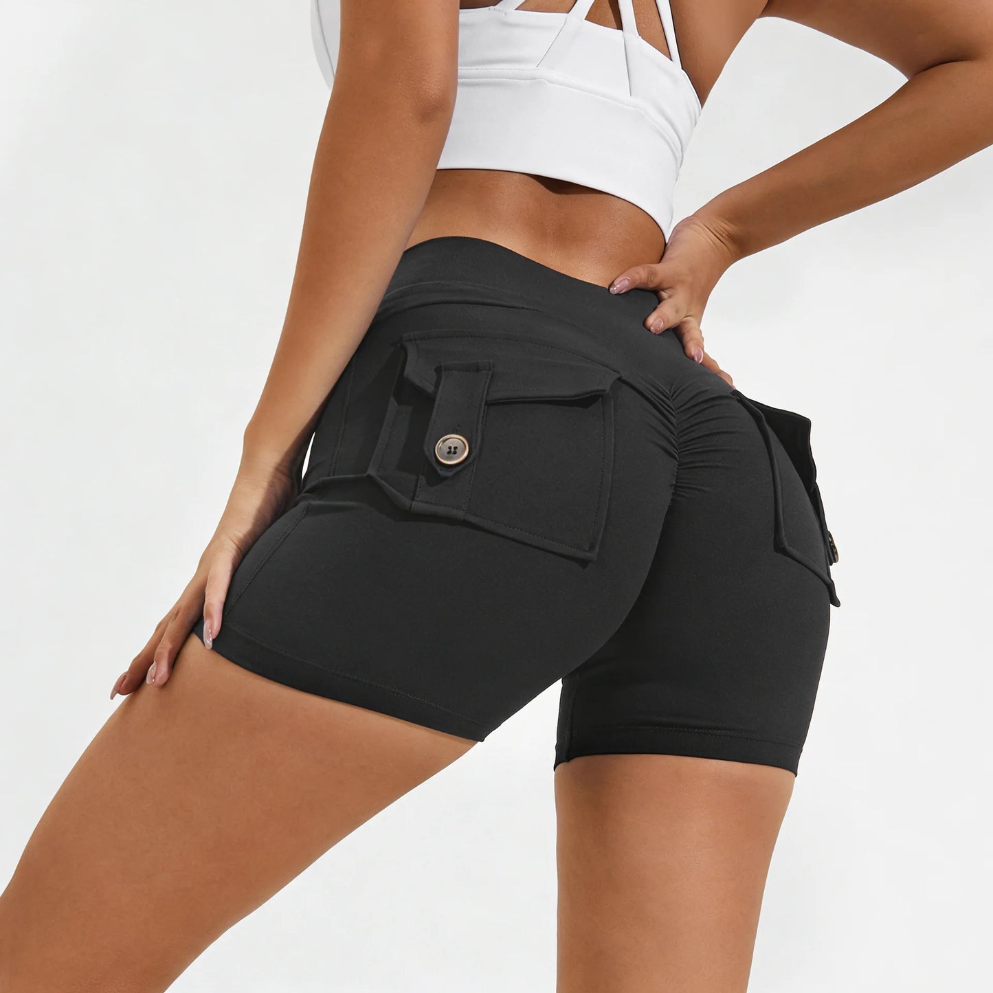 DIAS FIT JOY Tight Women's Shorts Pocket high waist lifting buttocks quick drying yoga shorts