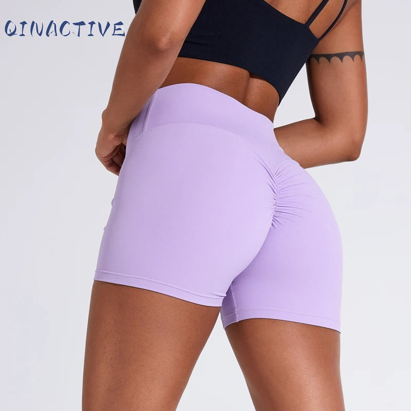QINACTIVE Women's Sports Shorts High Elasticity Tight Fitting High Waist and Buttocks Yoga Shorts Fitness Outdoor Sport