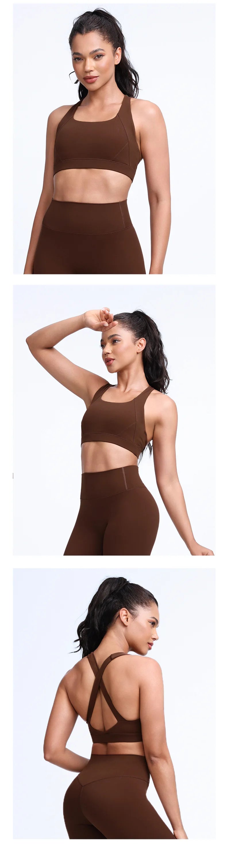 QINACTIVE Wide shoulder strap cross back sports bra, tight yoga vest, shock-absorbing Pilates running outdoor bra