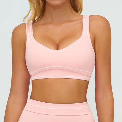 Ningyu Color Contrast Yoga Bra Women's Breathable Gym Fitness Bra Shockproof Sport Underwear Female Workout Bra Push Up Crop Top