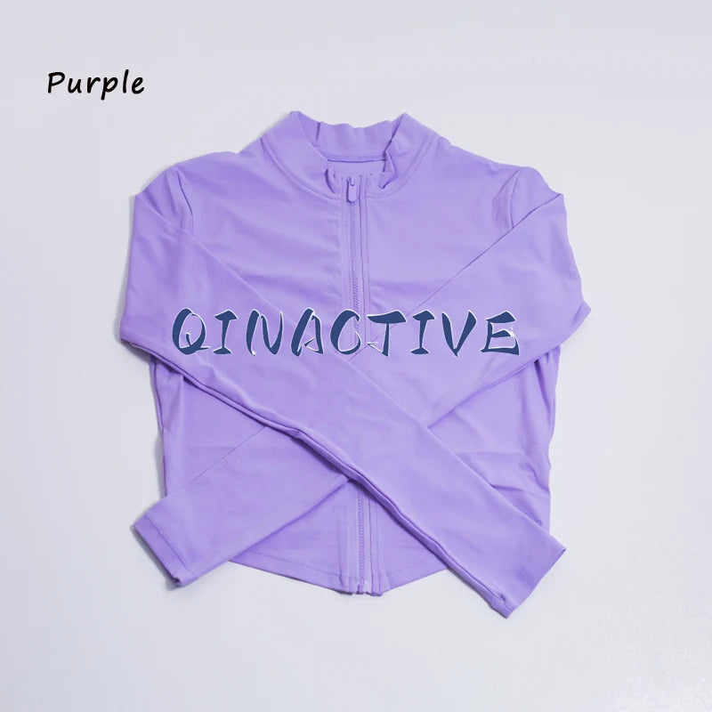 QINACTIVE Women's Fitness Jacket Quick Drying Tight Zipper Yoga Top Sports Long Sleeved Outerwear Running Yoga Coat