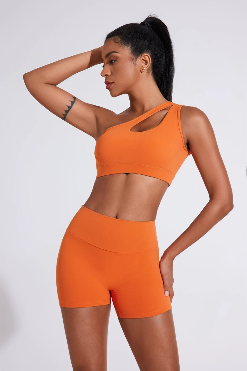 QINACTIVE Women's Sexy One Shoulder Sports Bras Yoga Top Vest Quick-drying Yoga Gym Running Fitness Underwear