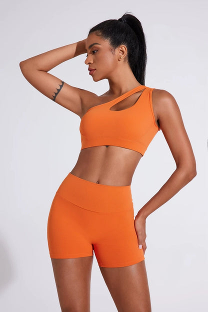 QINACTIVE Women's Sexy One Shoulder Sports Bras Yoga Top Vest Quick-drying Yoga Gym Running Fitness Underwear