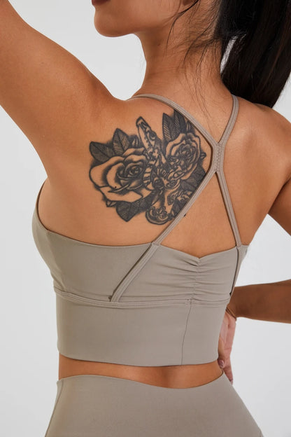 QINACTIVE New Women's pleated sports bra yoga bra shock-absorbing and beautiful back quick drying running fitness top