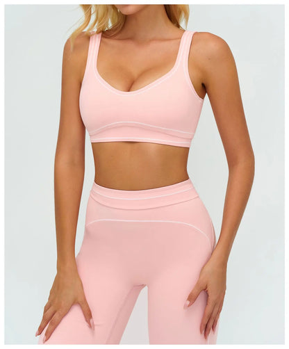 Ningyu Color Contrast Yoga Bra Women's Breathable Gym Fitness Bra Shockproof Sport Underwear Female Workout Bra Push Up Crop Top
