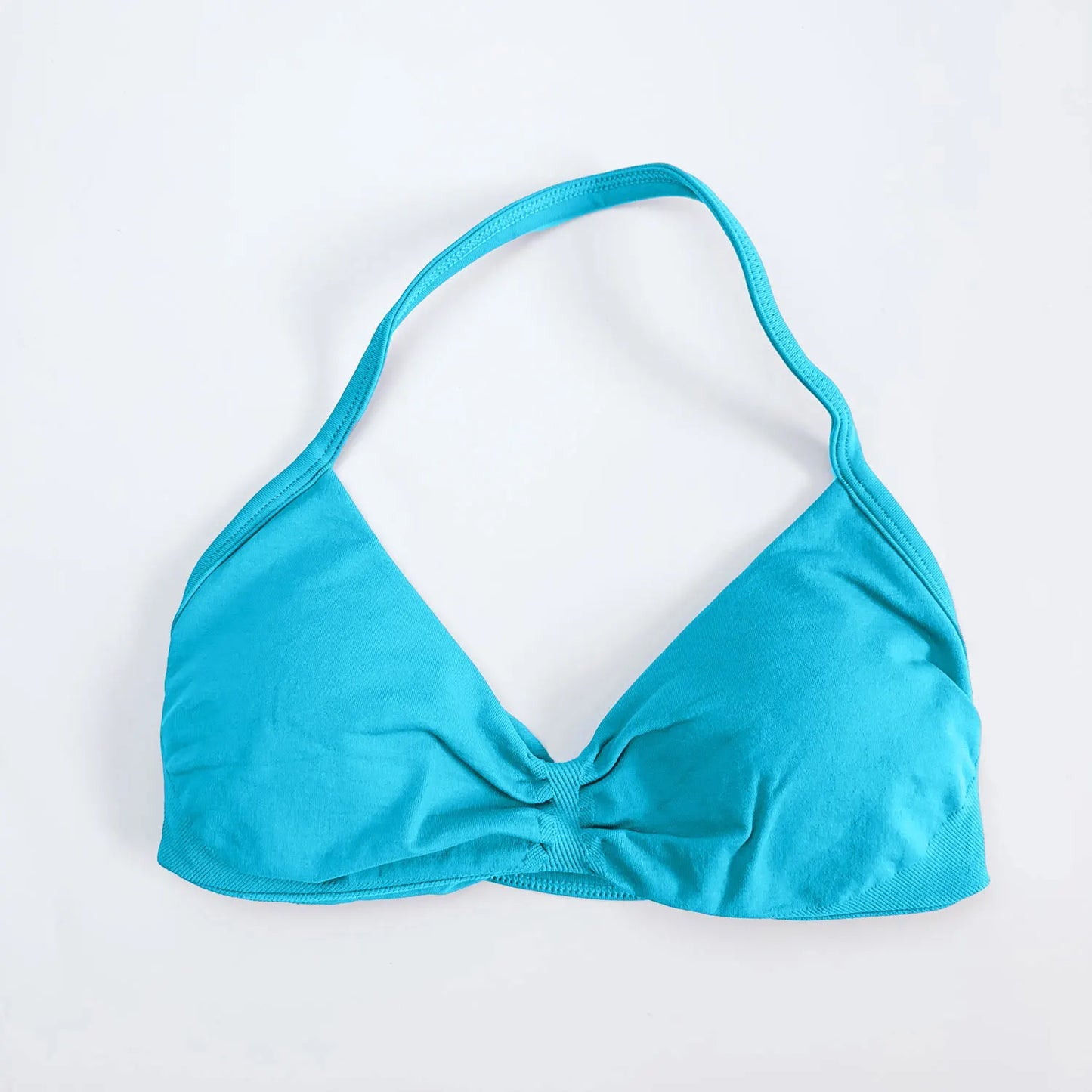 NCLAGEN Strappy Bra Gym Top Women High Support Thin Strap Seamless Halter Sports Bras Scrunch Workout Yoga Underwear With Pads