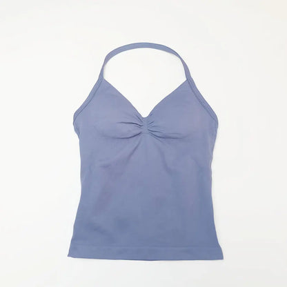 NCLAGEN Impact Longline Strappy Top Sports Yoga Vest Women's Fitness Tank Top Gym Beautiful Open Back Bra Running Workout Halter