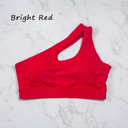 QINACTIVE Women's Sexy One Shoulder Sports Bras Yoga Top Vest Quick-drying Yoga Gym Running Fitness Underwear