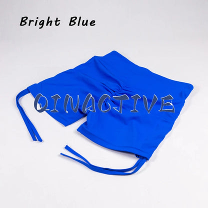 QINACTIVE Shorts Women High V Waist Drawstring Sports Shorts Cycling Biker Breathable Butt Crack Push Up Short Leggging Tights