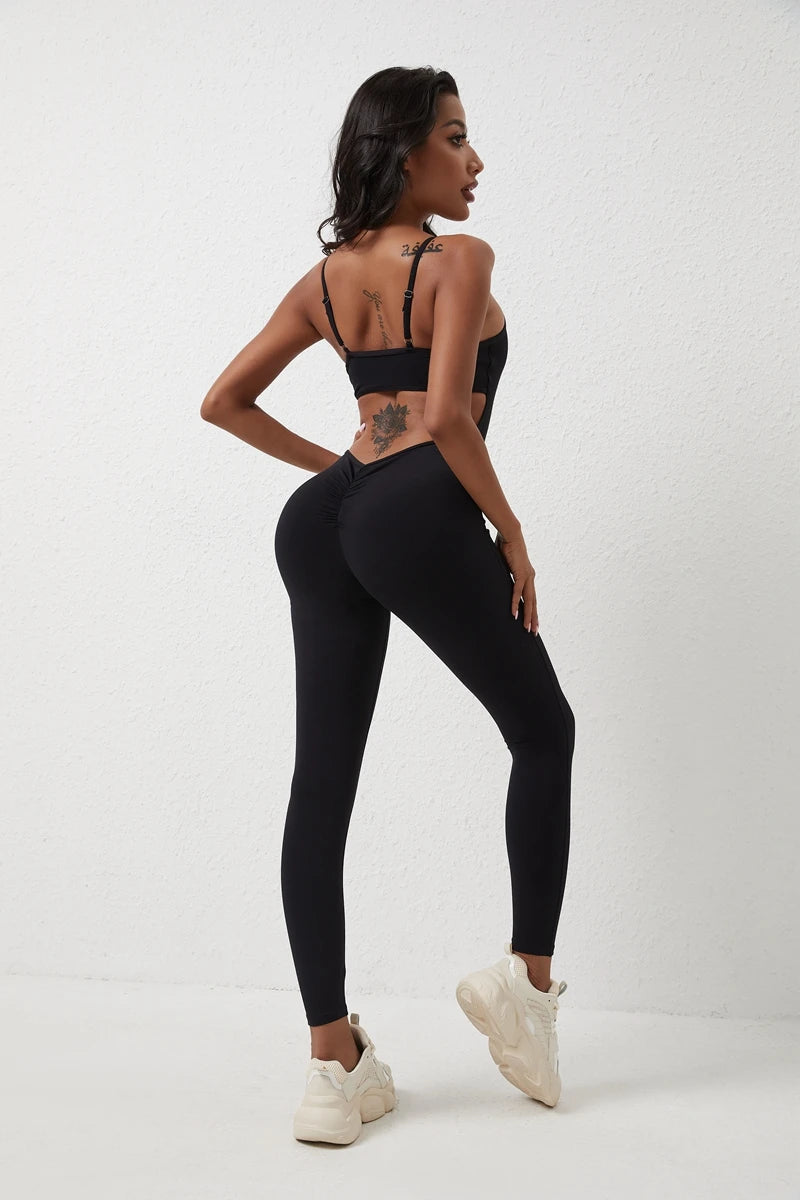 QINACTIVE Gym Jumpsuit Women 2023 Solid Color Sets Gym Clothing Fitness Suit Workout Clothes for Women Playsuit