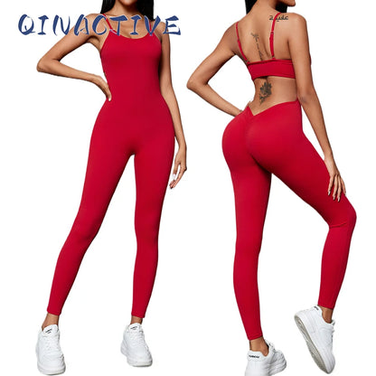 QINACTIVE Gym Jumpsuit Women 2023 Solid Color Sets Gym Clothing Fitness Suit Workout Clothes for Women Playsuit
