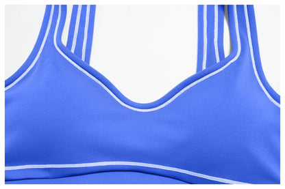 Ningyu Color Contrast Yoga Bra Women's Breathable Gym Fitness Bra Shockproof Sport Underwear Female Workout Bra Push Up Crop Top