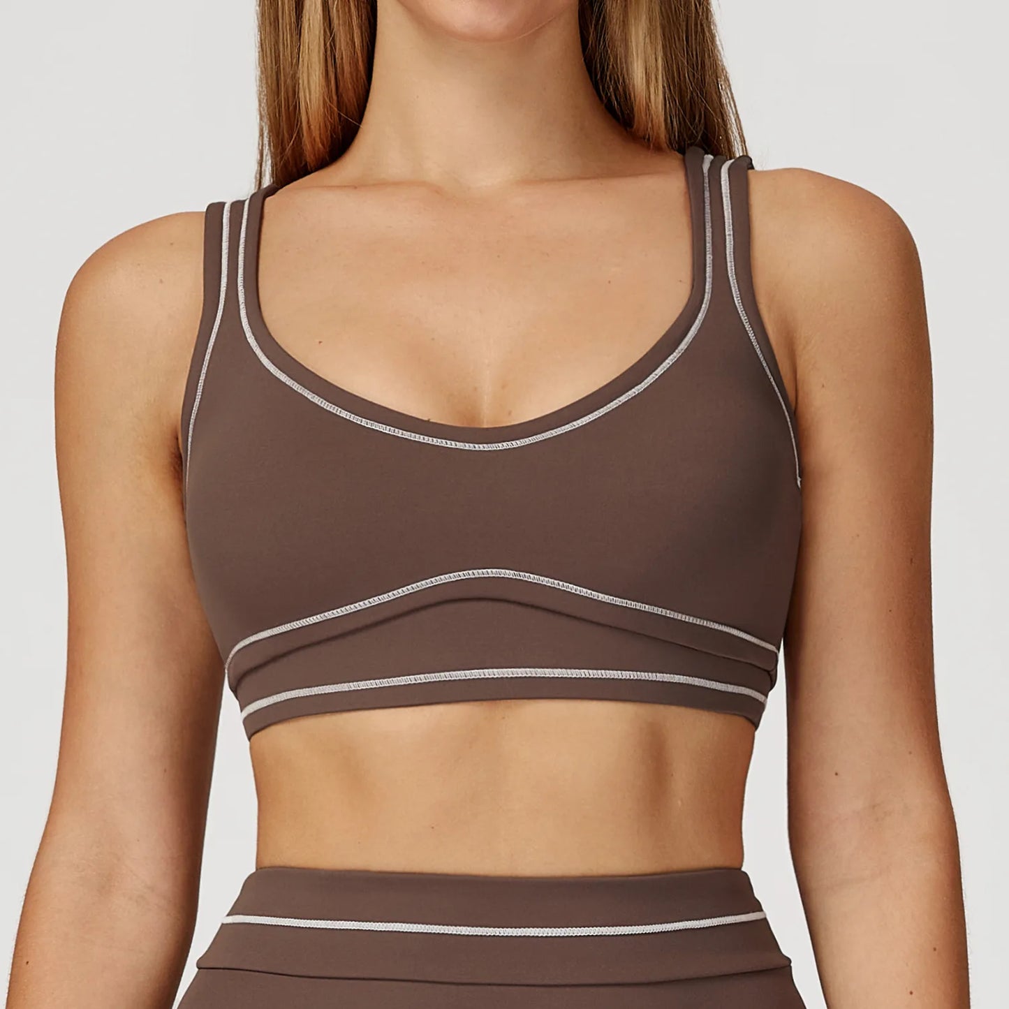Ningyu Color Contrast Yoga Bra Women's Breathable Gym Fitness Bra Shockproof Sport Underwear Female Workout Bra Push Up Crop Top