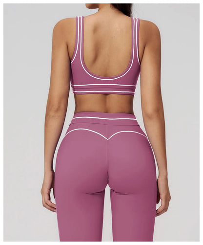 Ningyu Color Contrast Yoga Bra Women's Breathable Gym Fitness Bra Shockproof Sport Underwear Female Workout Bra Push Up Crop Top