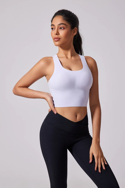 Women's Sports Vest Wide Shoulder Straps Yoga Bra Fixed Chest Cushion Shock-Absorbing Comfort Beautiful Back Fitness