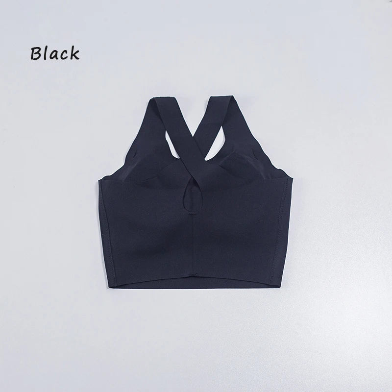 Women's Sports Vest Wide Shoulder Straps Yoga Bra Fixed Chest Cushion Shock-Absorbing Comfort Beautiful Back Fitness