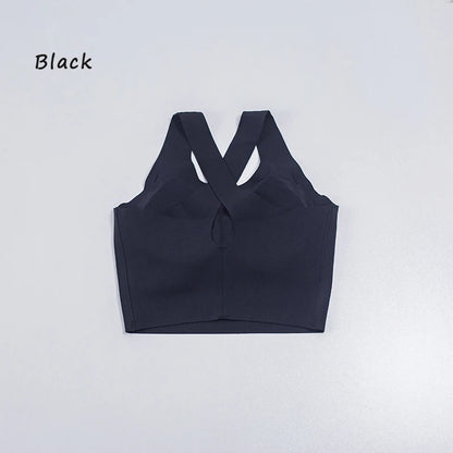 Women's Sports Vest Wide Shoulder Straps Yoga Bra Fixed Chest Cushion Shock-Absorbing Comfort Beautiful Back Fitness
