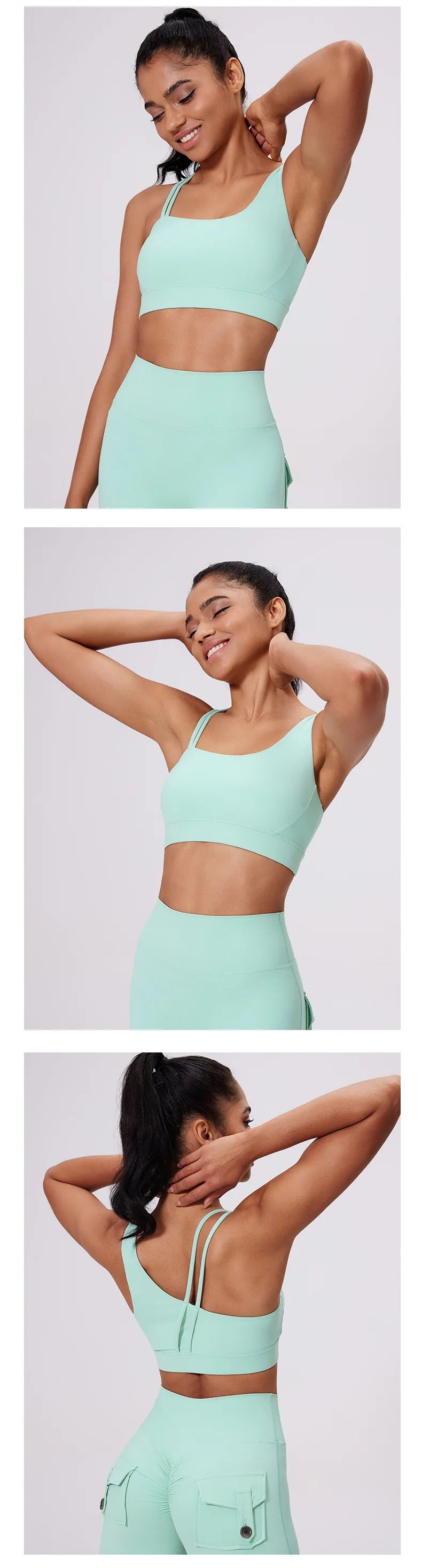 QINACTIVE Women's Sports Bra with Asymmetrical Shoulder Straps Yoga Top Removable Pads Beautiful Back Fitness Outfit Yoga Bra