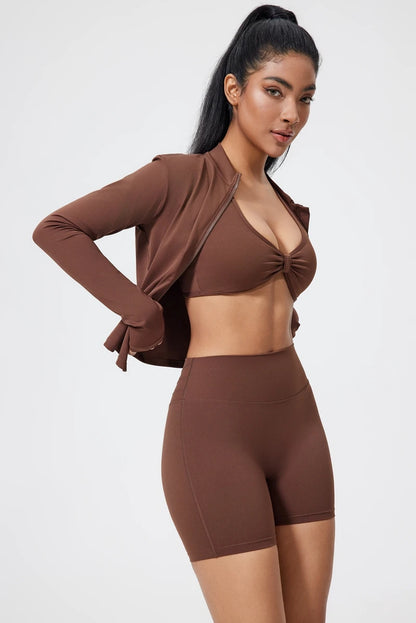 QINACTIVE Women's Fitness Jacket Quick Drying Tight Zipper Yoga Top Sports Long Sleeved Outerwear Running Yoga Coat