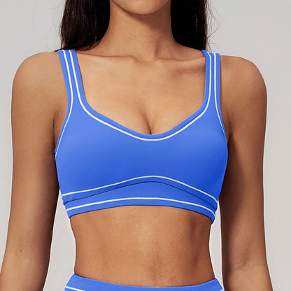 Ningyu Color Contrast Yoga Bra Women's Breathable Gym Fitness Bra Shockproof Sport Underwear Female Workout Bra Push Up Crop Top
