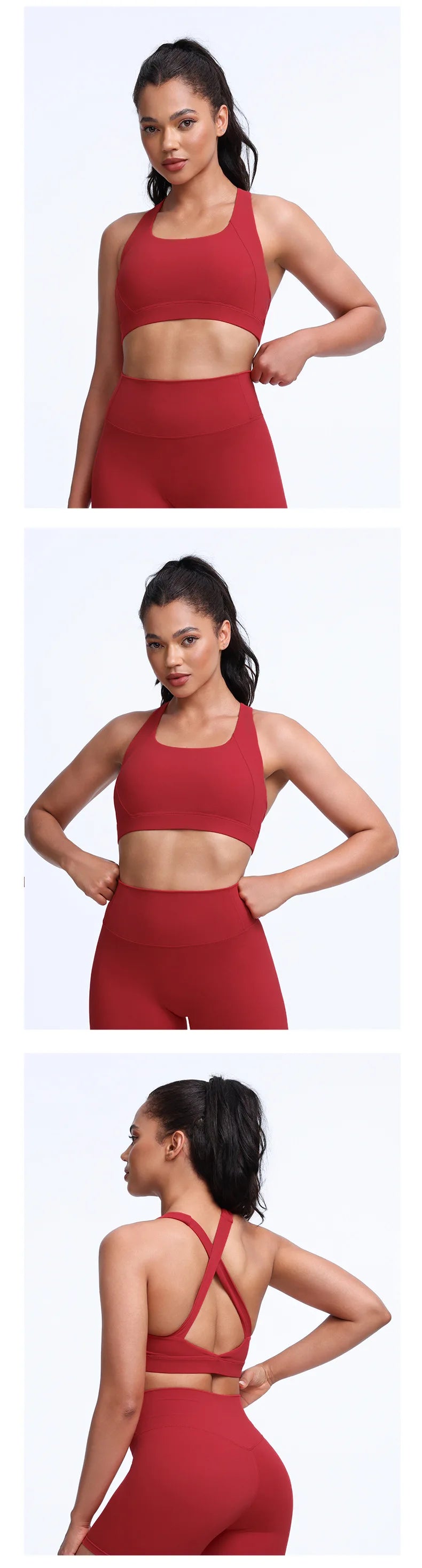 QINACTIVE Wide shoulder strap cross back sports bra, tight yoga vest, shock-absorbing Pilates running outdoor bra