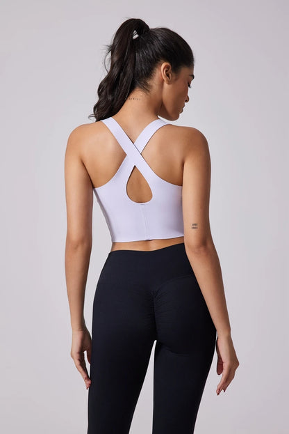 Women's Sports Vest Wide Shoulder Straps Yoga Bra Fixed Chest Cushion Shock-Absorbing Comfort Beautiful Back Fitness
