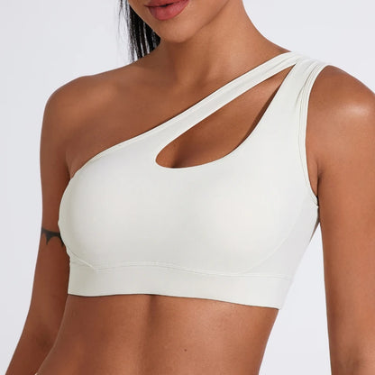QINACTIVE Women's Sexy One Shoulder Sports Bras Yoga Top Vest Quick-drying Yoga Gym Running Fitness Underwear