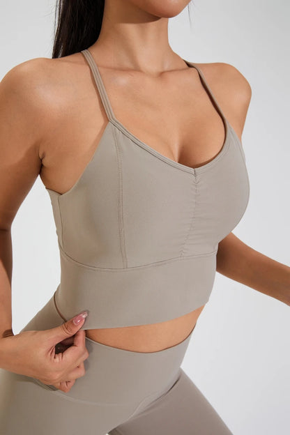 QINACTIVE New Women's pleated sports bra yoga bra shock-absorbing and beautiful back quick drying running fitness top