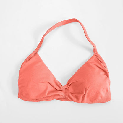 NCLAGEN Strappy Bra Gym Top Women High Support Thin Strap Seamless Halter Sports Bras Scrunch Workout Yoga Underwear With Pads
