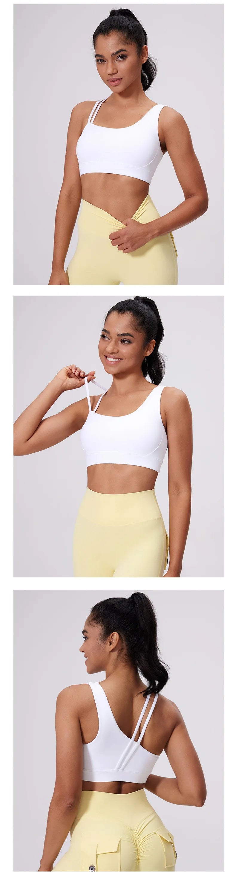 QINACTIVE Women's Sports Bra with Asymmetrical Shoulder Straps Yoga Top Removable Pads Beautiful Back Fitness Outfit Yoga Bra