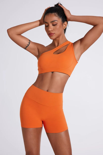 QINACTIVE Women's Sexy One Shoulder Sports Bras Yoga Top Vest Quick-drying Yoga Gym Running Fitness Underwear