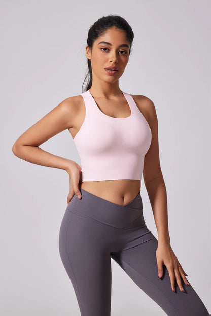 Women's Sports Vest Wide Shoulder Straps Yoga Bra Fixed Chest Cushion Shock-Absorbing Comfort Beautiful Back Fitness